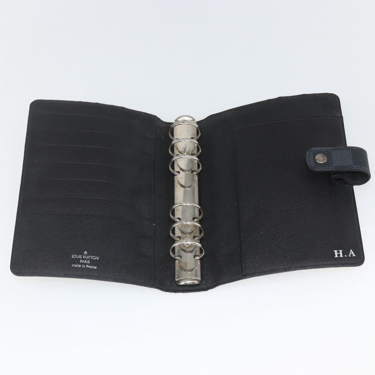 LOUIS VUITTON Damier Graphite Agenda MM Day Planner Cover R20242 LV Auth 157572