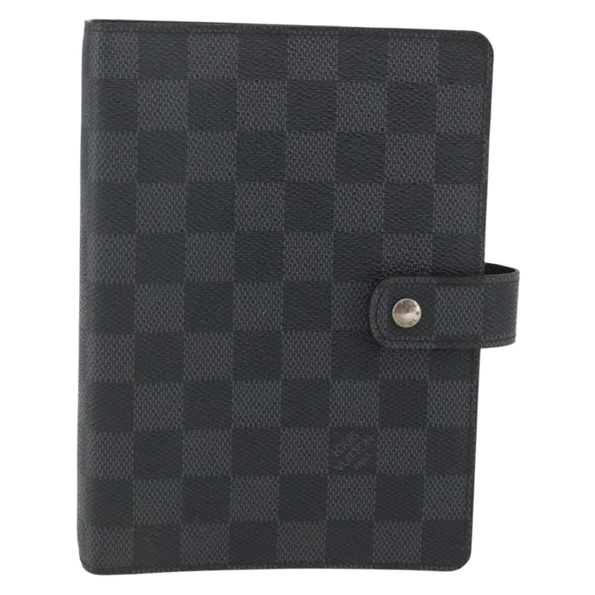 LOUIS VUITTON Damier Graphite Agenda MM Day Planner Cover R20242 LV Auth 157572