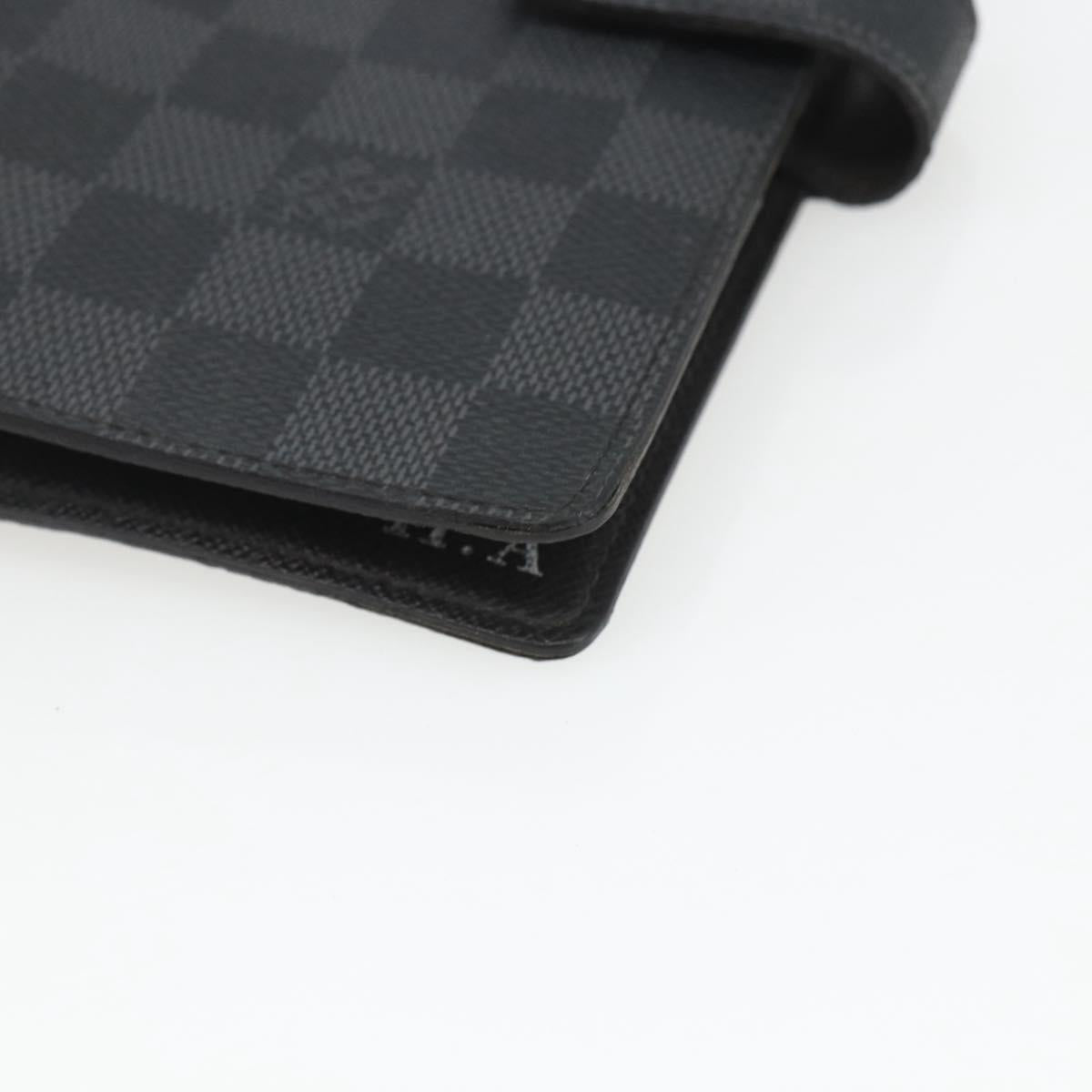 LOUIS VUITTON Damier Graphite Agenda MM Day Planner Cover R20242 LV Auth 157572