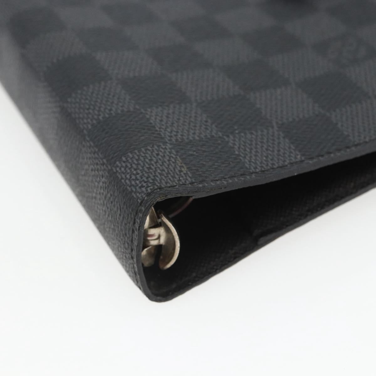 LOUIS VUITTON Damier Graphite Agenda MM Day Planner Cover R20242 LV Auth 157572