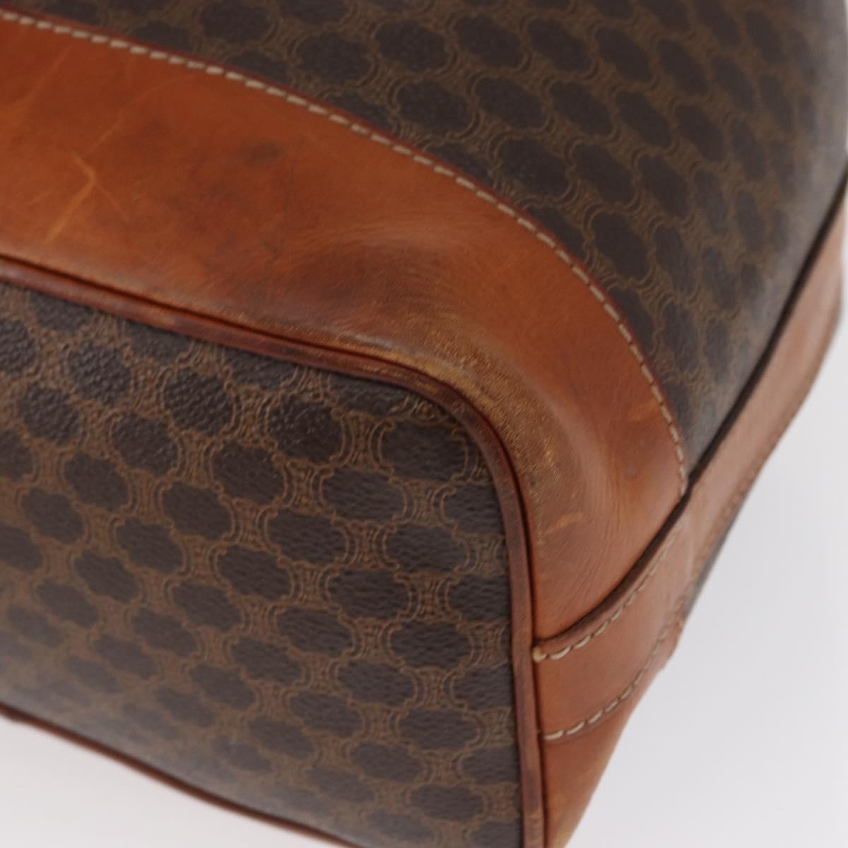 CELINE Macadam Canvas Shoulder Bag PVC Leather Brown Gold Auth 157577