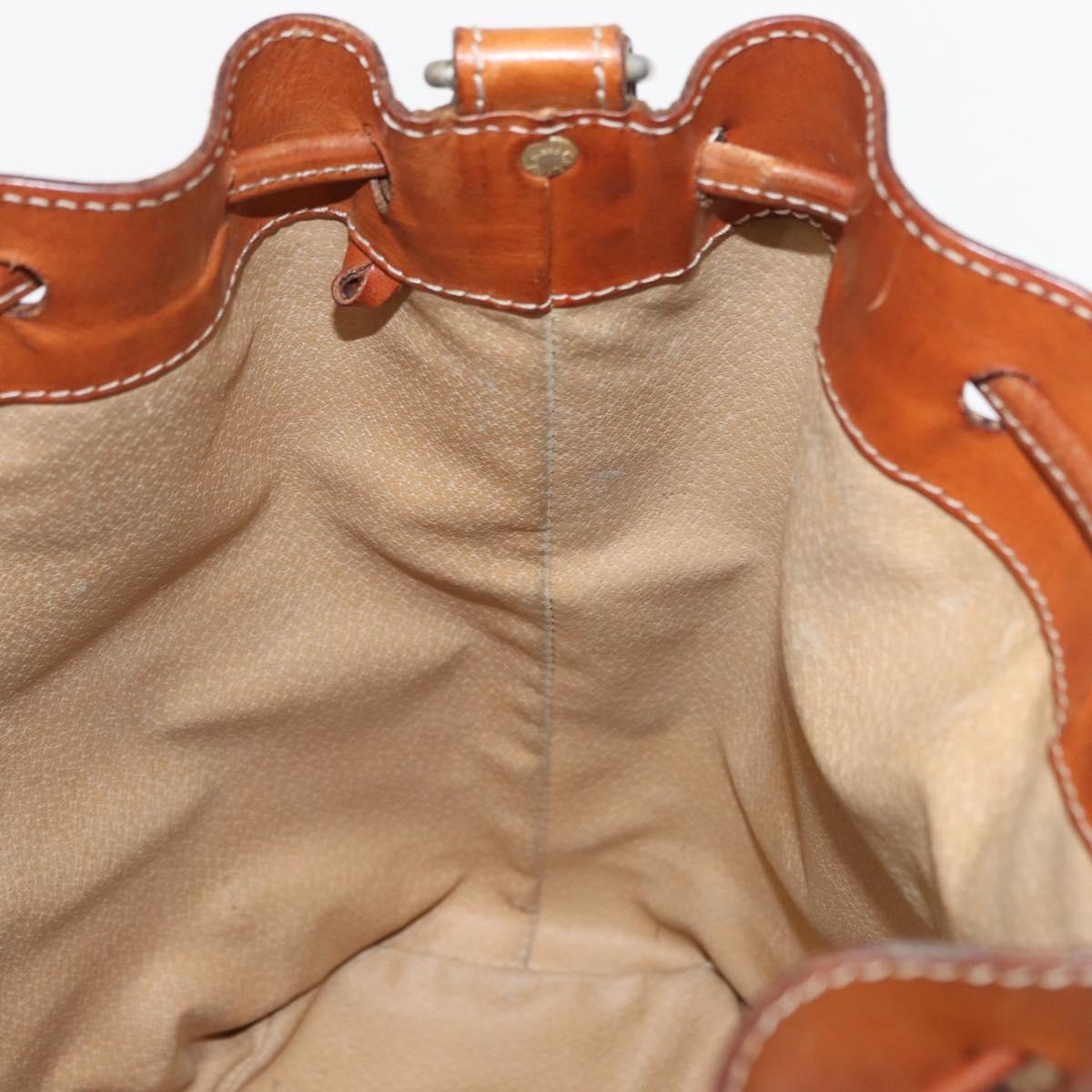 CELINE Macadam Canvas Shoulder Bag PVC Leather Brown Gold Auth 157577