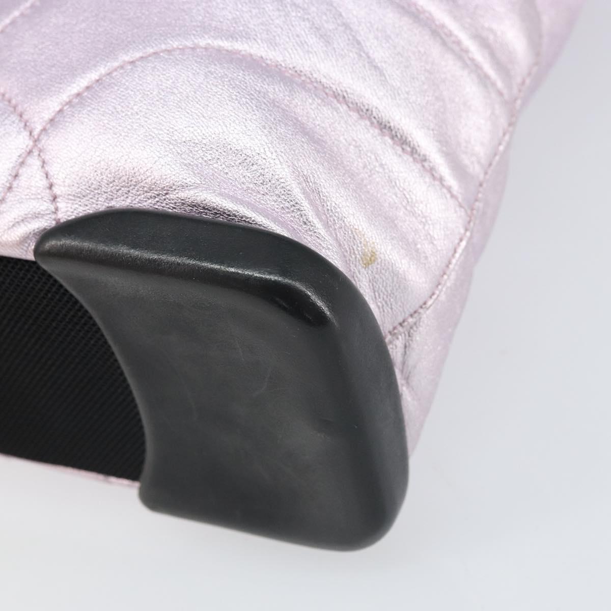 PRADA Shoulder Bag Leather Silver Metallic pink Auth 157579