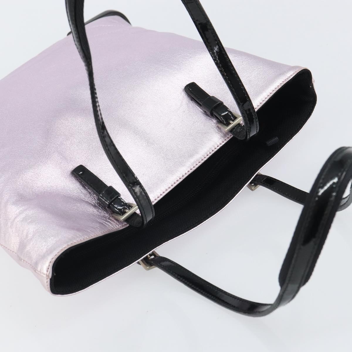 PRADA Shoulder Bag Leather Silver Metallic pink Auth 157579