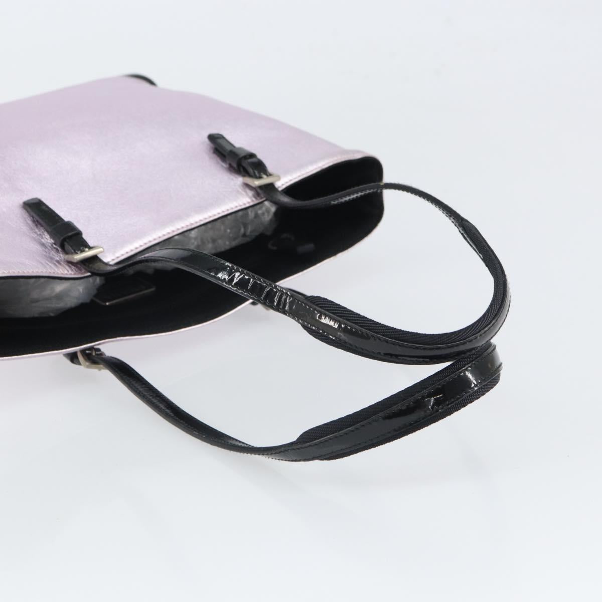 PRADA Shoulder Bag Leather Silver Metallic pink Auth 157579