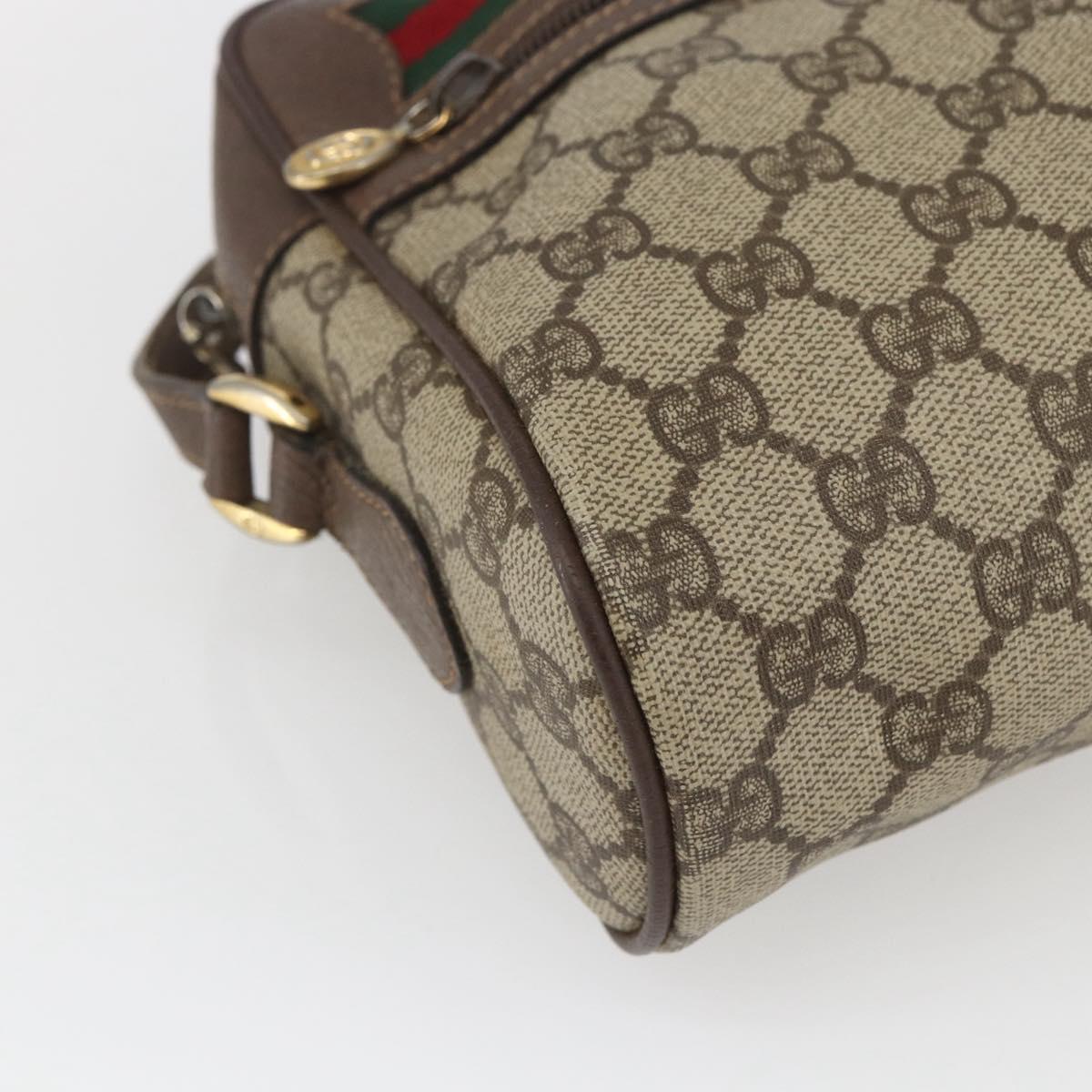 GUCCI GG Supreme Web Sherry Line Bag PVC Beige Gold 001 56 6472 Auth 157580