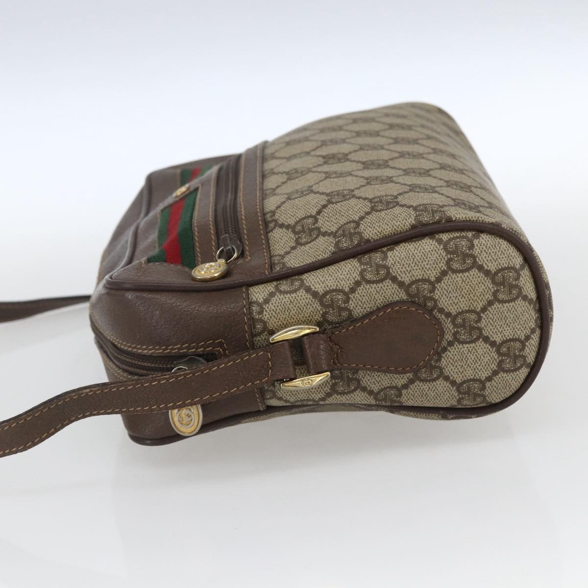 GUCCI GG Supreme Web Sherry Line Bag PVC Beige Gold 001 56 6472 Auth 157580