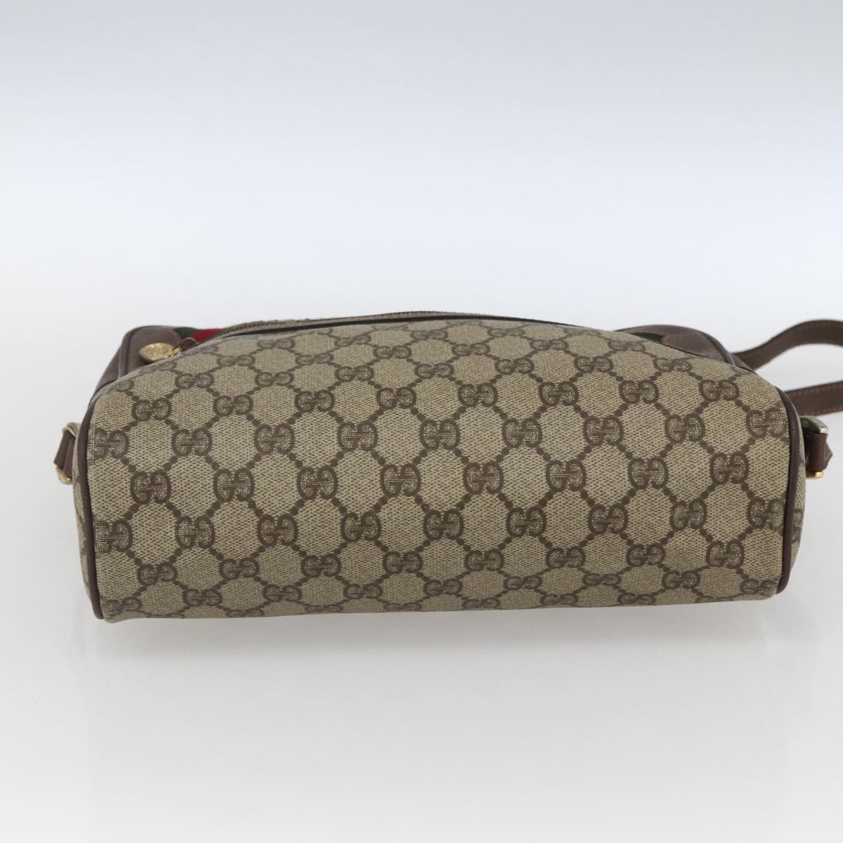 GUCCI GG Supreme Web Sherry Line Bag PVC Beige Gold 001 56 6472 Auth 157580