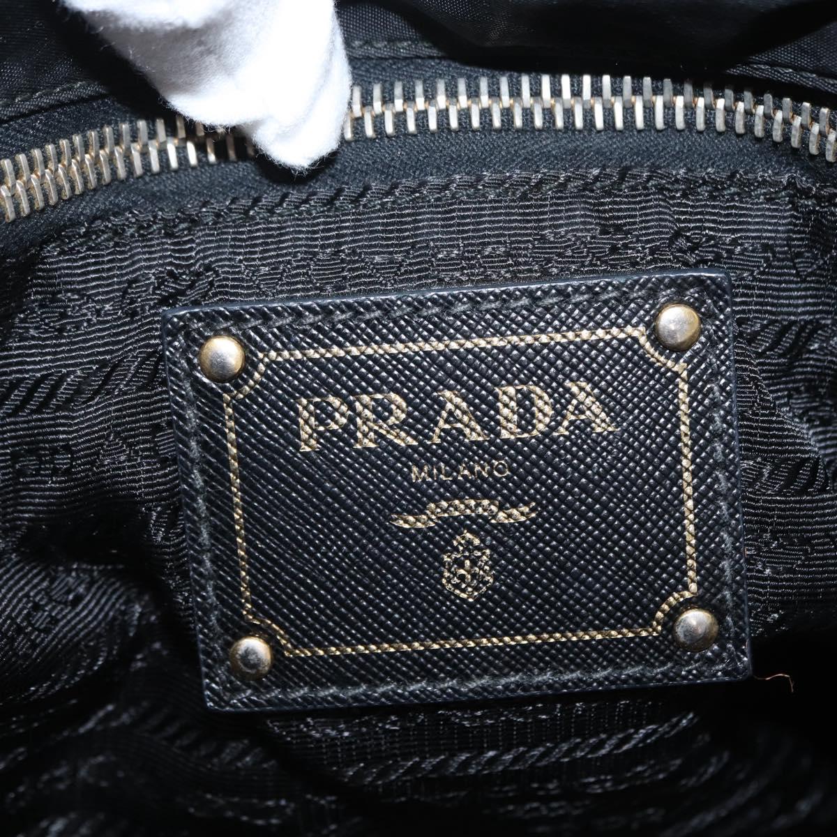 PRADA Tote Bag Nylon Black Gold Auth 157581