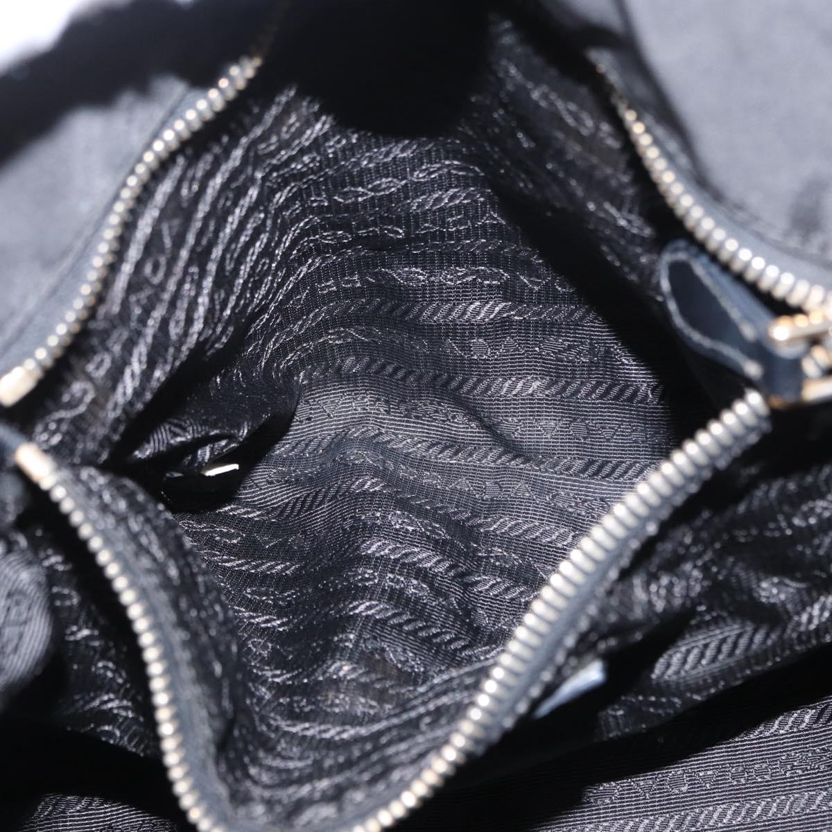 PRADA Tote Bag Nylon Black Gold Auth 157581