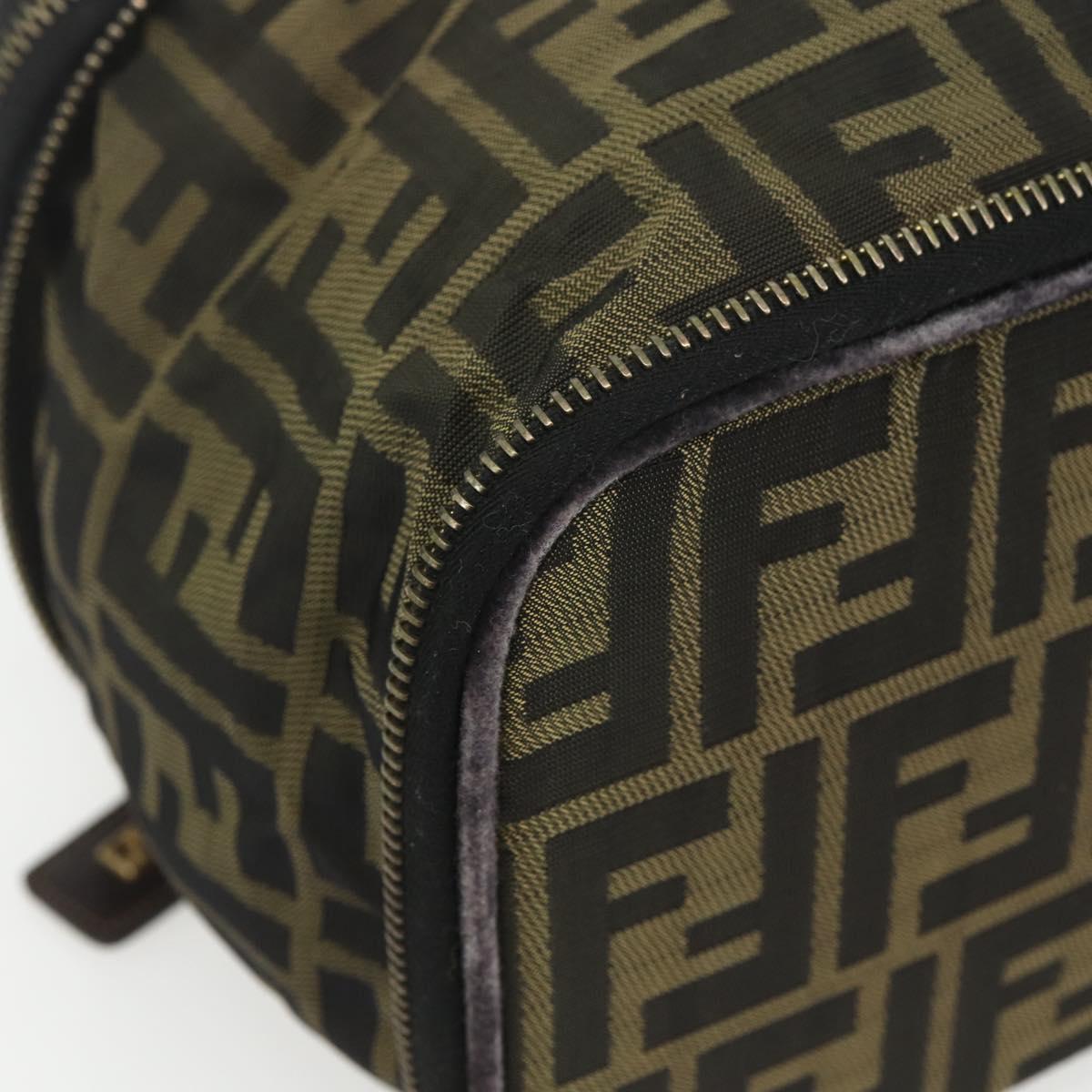 FENDI Zucca Canvas Vanity Pouch Black Brown Auth 157583