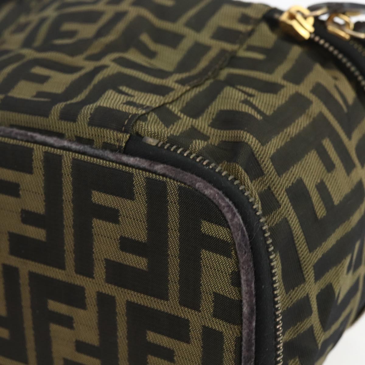 FENDI Zucca Canvas Vanity Pouch Black Brown Auth 157583