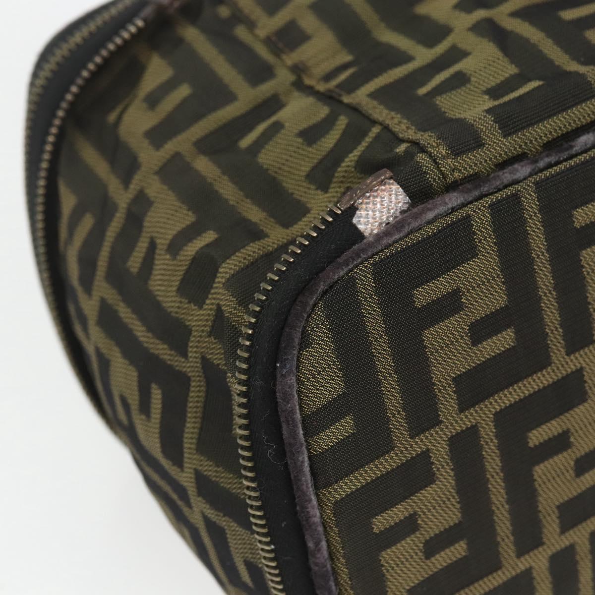 FENDI Zucca Canvas Vanity Pouch Black Brown Auth 157583