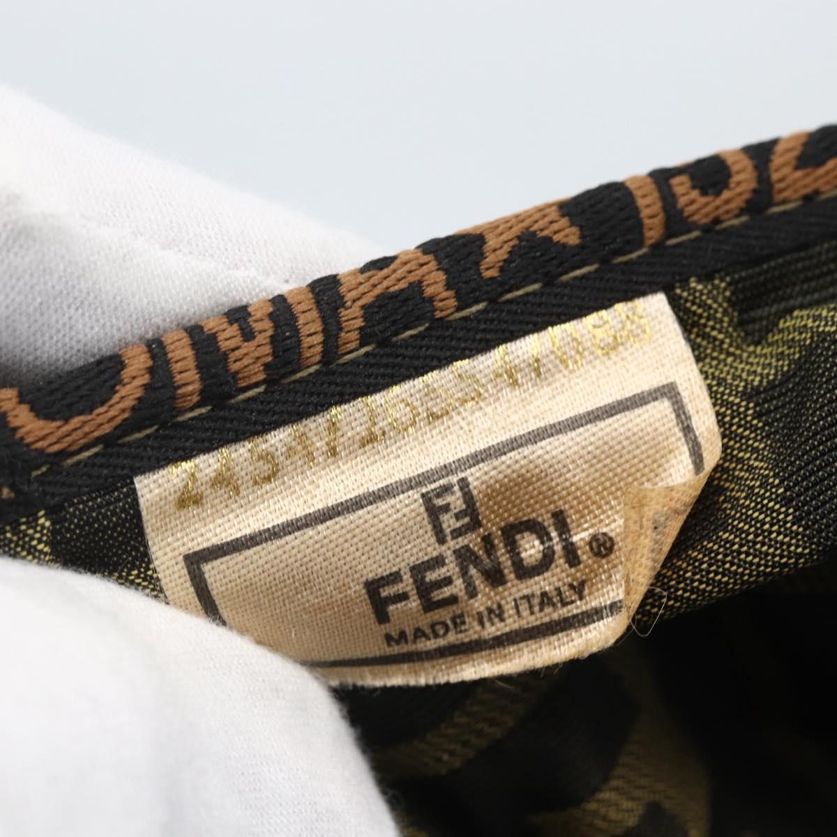 FENDI Zucca Canvas Vanity Pouch Black Brown Auth 157583