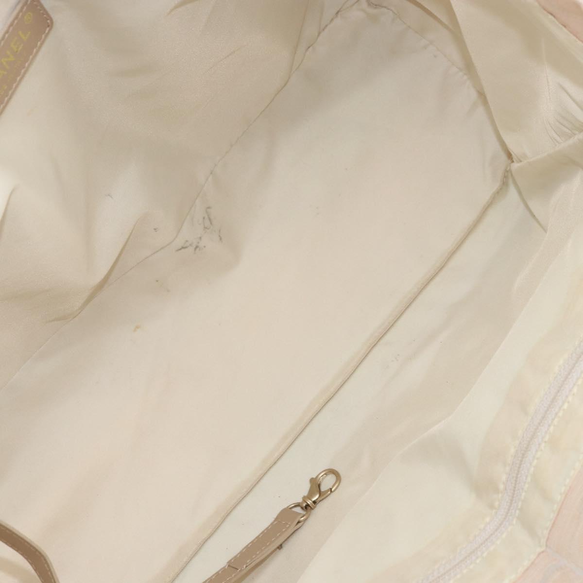 CHANEL New Travel Line Tote Bag Nylon Beige Gold CC Auth 157584