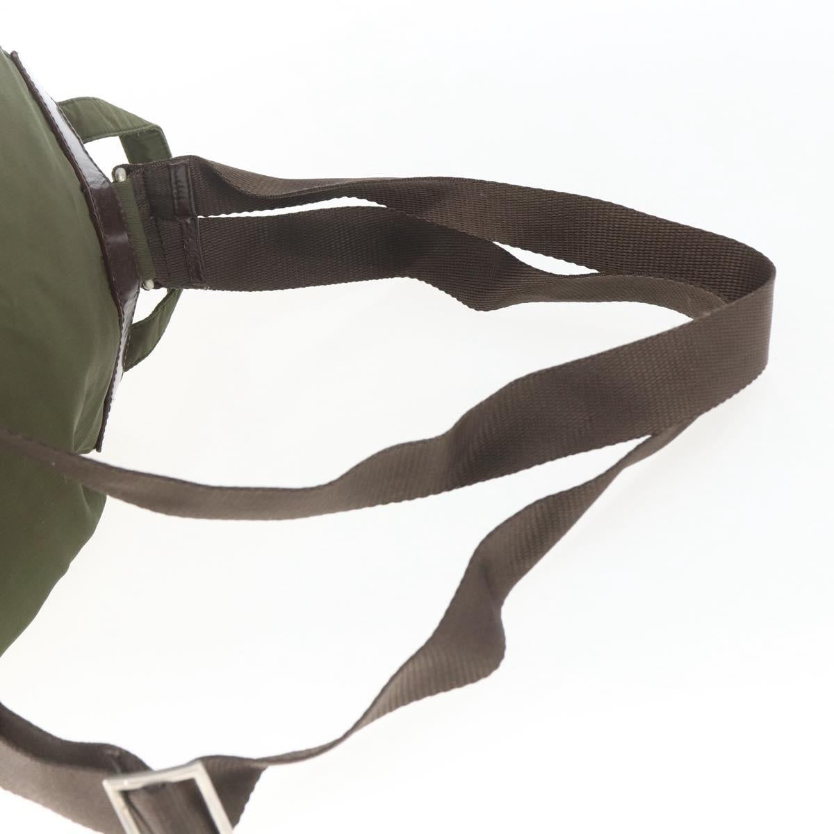 PRADA Backpack Nylon Khaki Silver Auth 157586