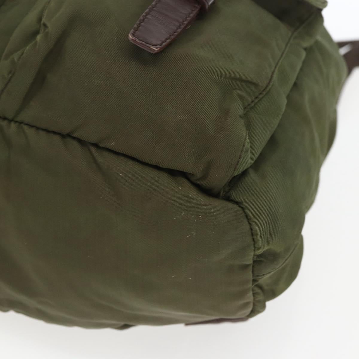 PRADA Backpack Nylon Khaki Silver Auth 157586