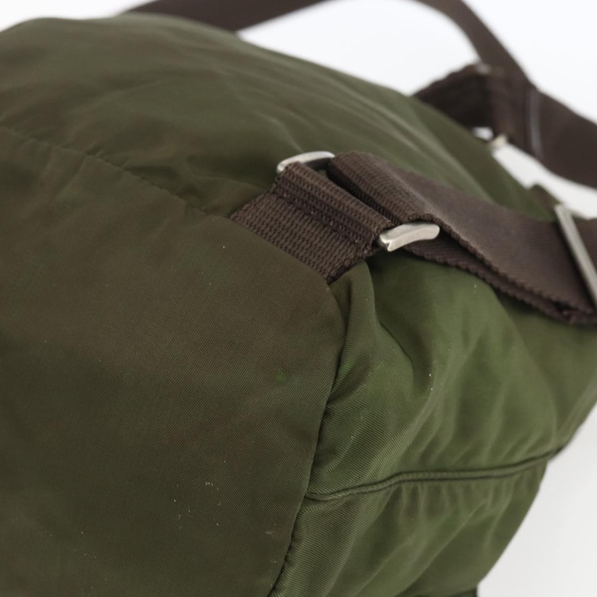 PRADA Backpack Nylon Khaki Silver Auth 157586