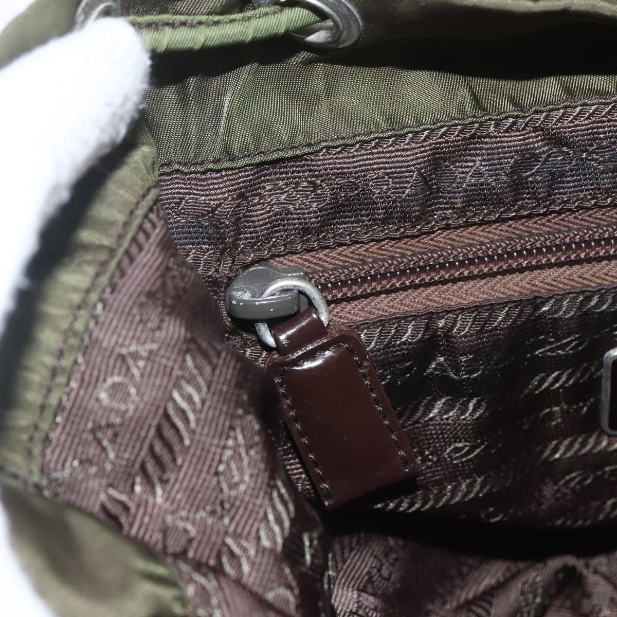 PRADA Backpack Nylon Khaki Silver Auth 157586
