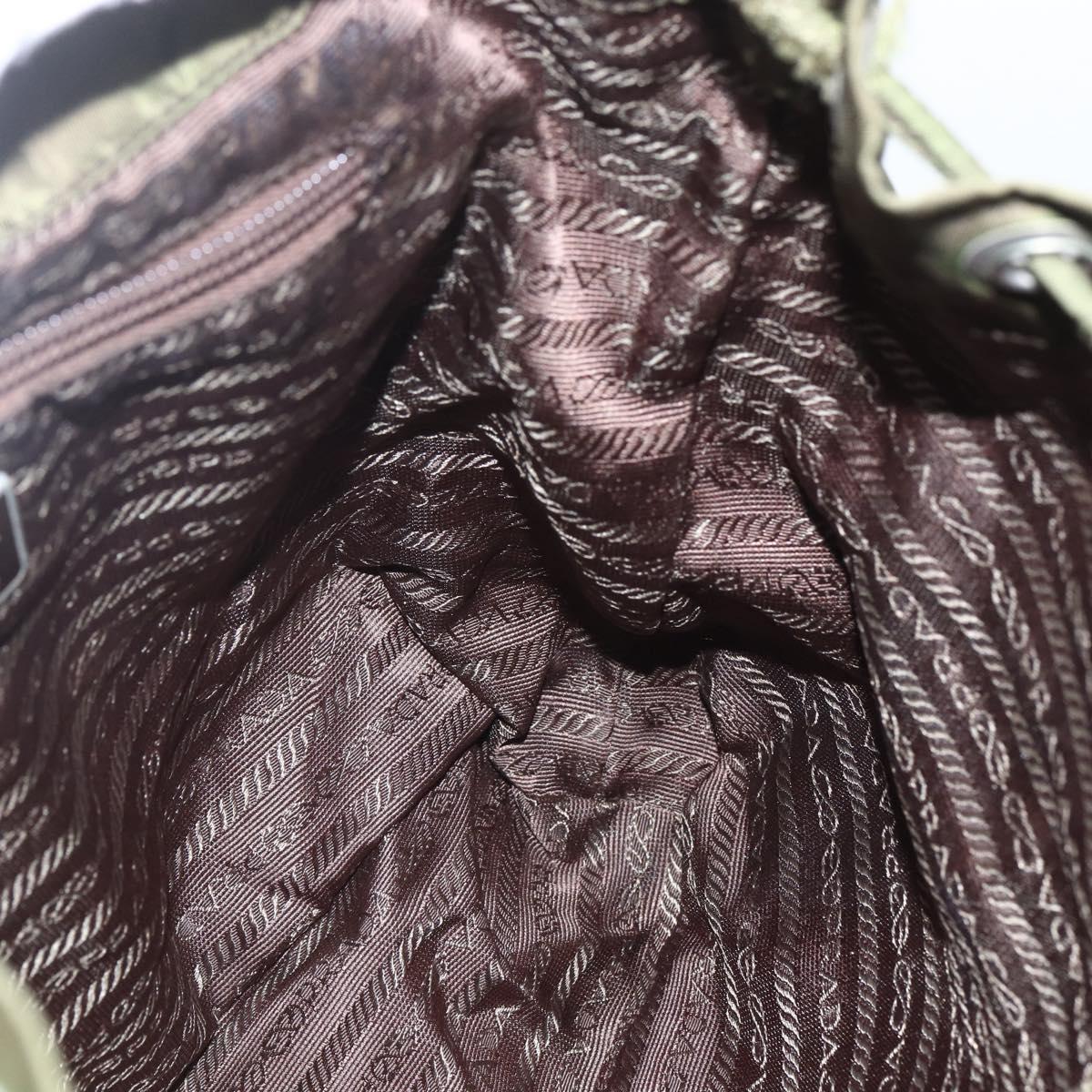 PRADA Backpack Nylon Khaki Silver Auth 157586