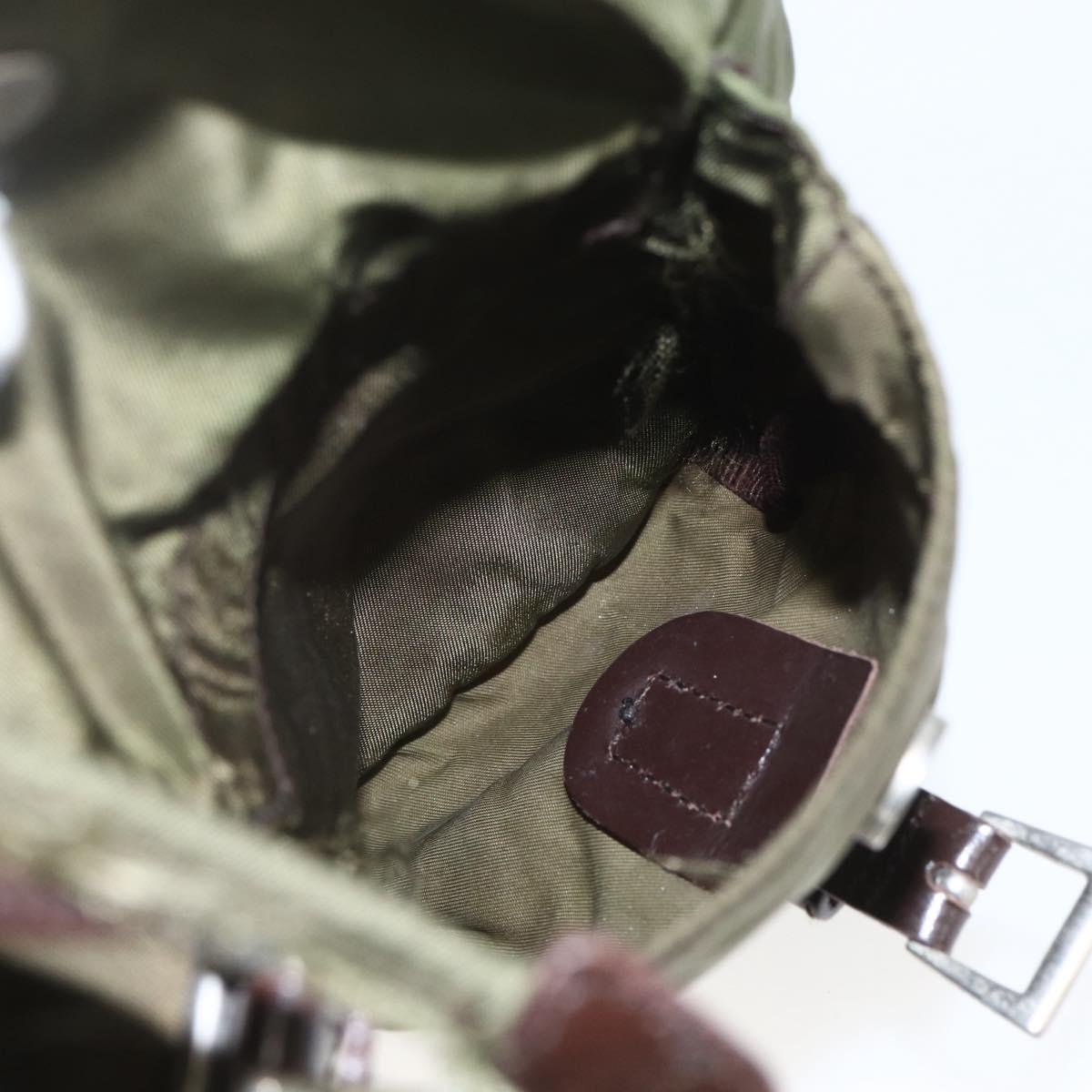 PRADA Backpack Nylon Khaki Silver Auth 157586