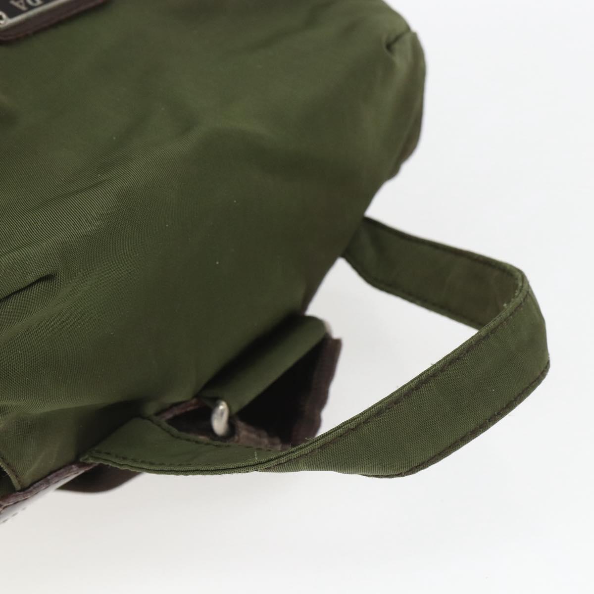 PRADA Backpack Nylon Khaki Silver Auth 157586