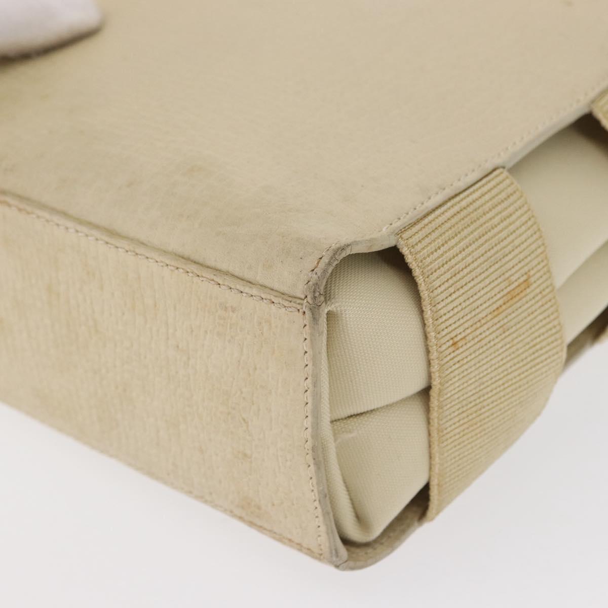 LOEWE Shoulder Bag Leather White Silver Auth 157588