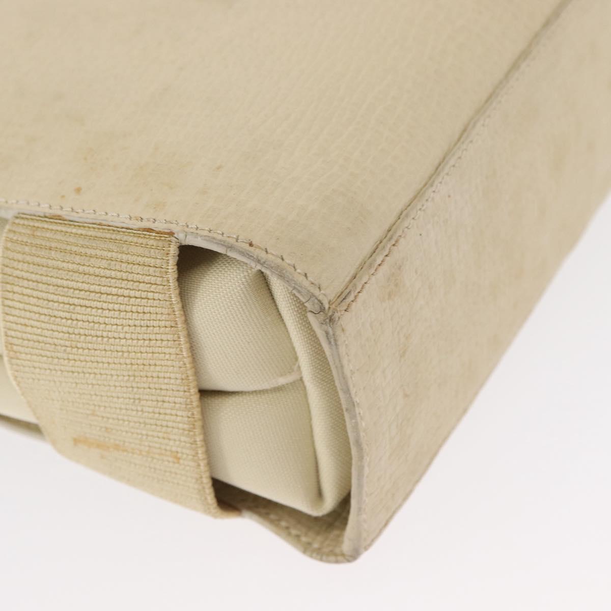 LOEWE Shoulder Bag Leather White Silver Auth 157588