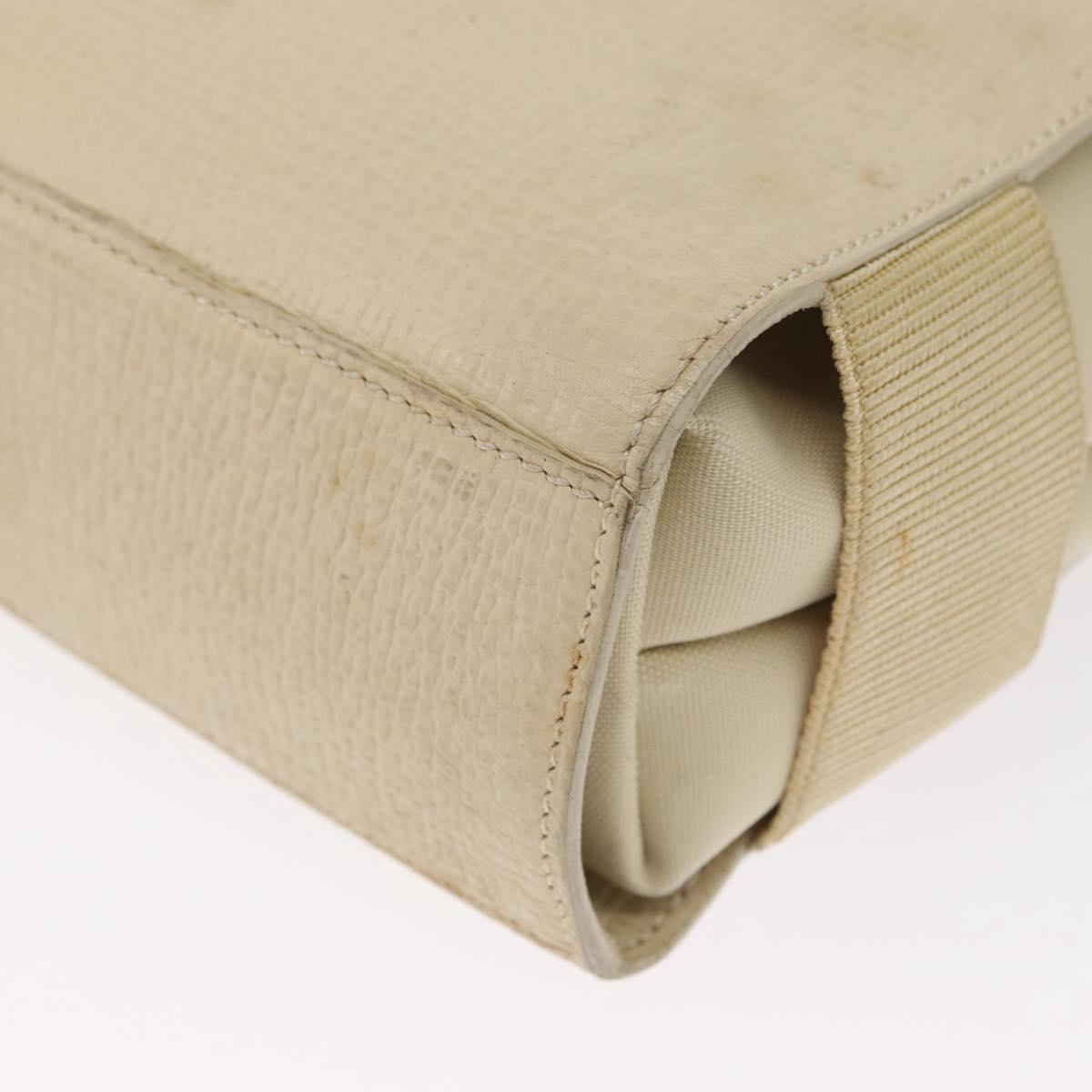 LOEWE Shoulder Bag Leather White Silver Auth 157588