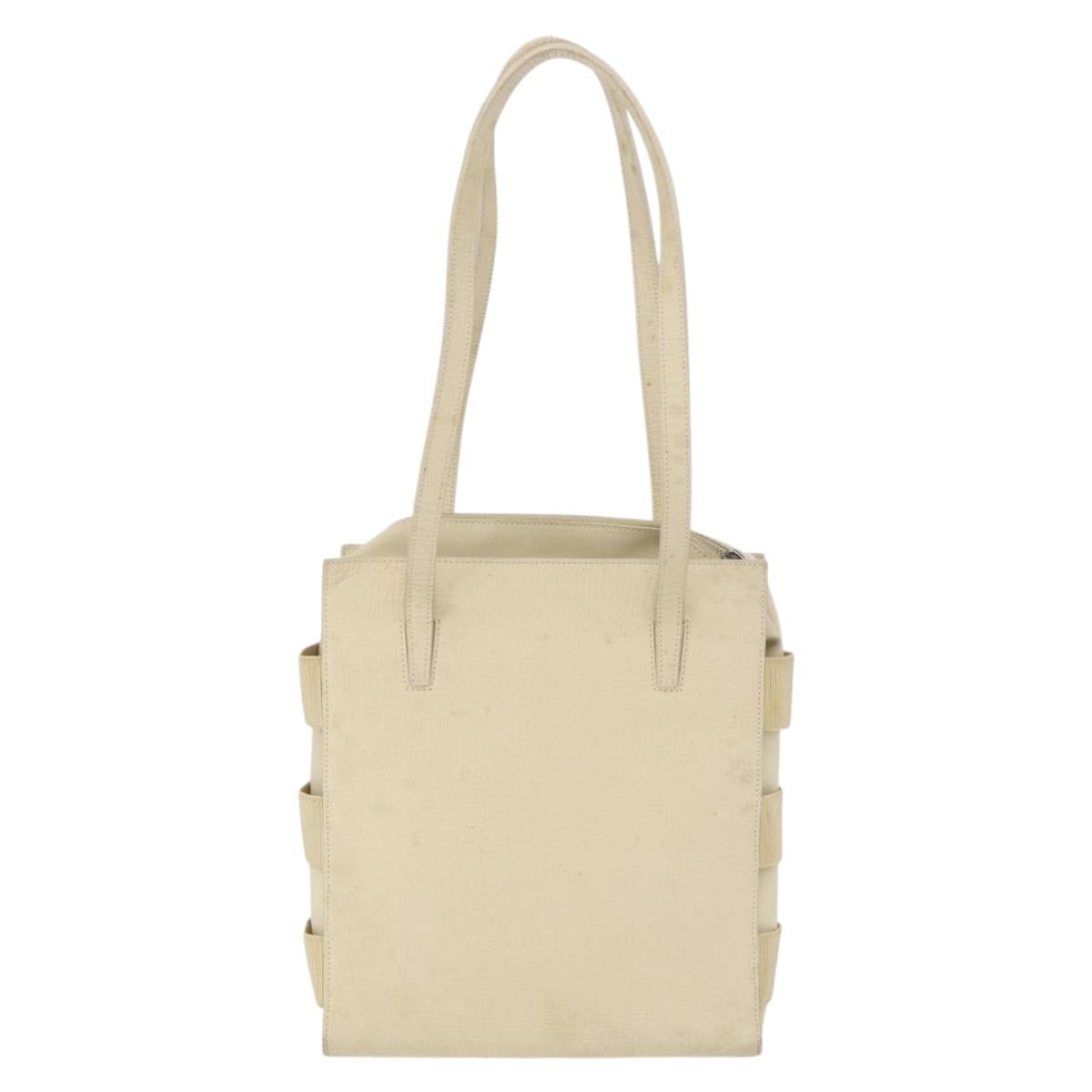 LOEWE Shoulder Bag Leather White Silver Auth 157588