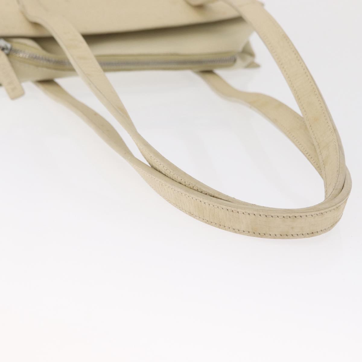 LOEWE Shoulder Bag Leather White Silver Auth 157588