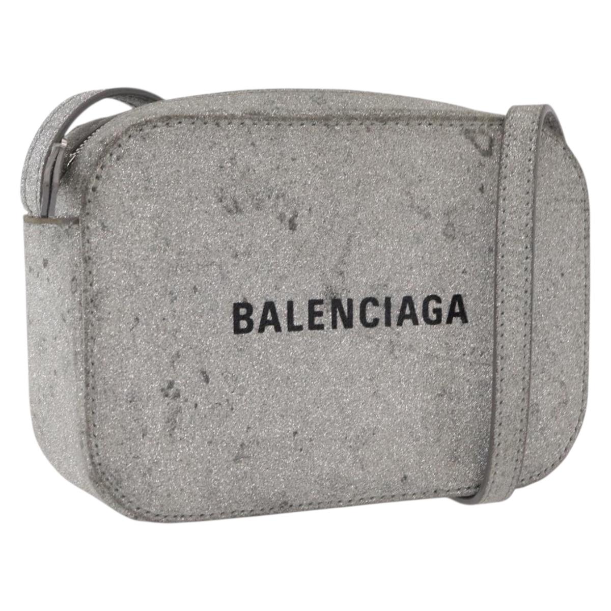 BALENCIAGA Everyday Camera Bag XS Shoulder Bag Leather Silver 552372 Auth 157590