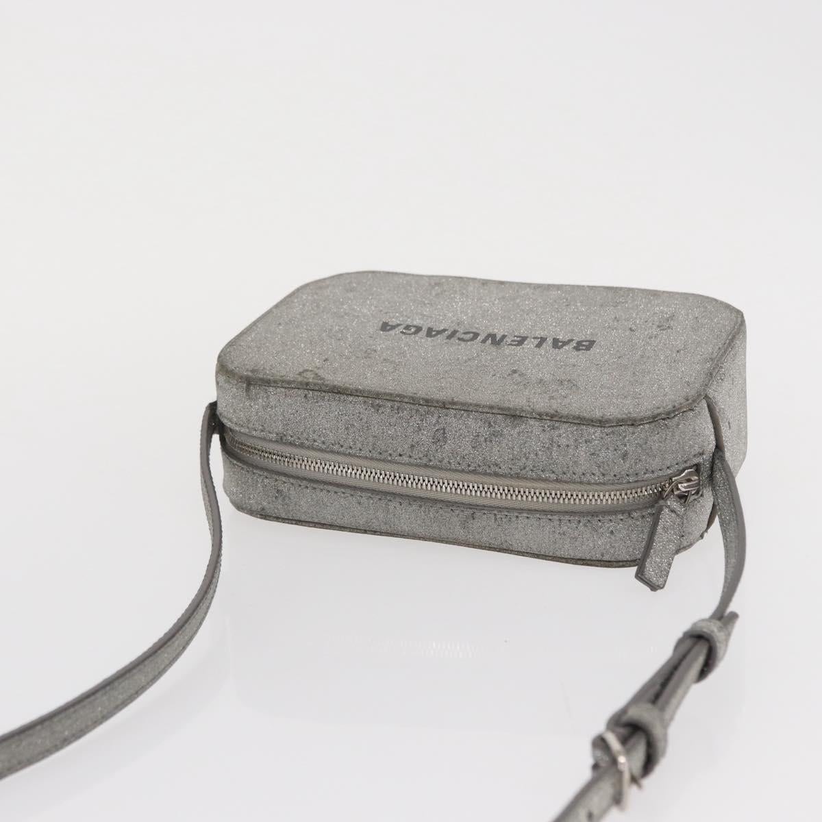 BALENCIAGA Everyday Camera Bag XS Shoulder Bag Leather Silver 552372 Auth 157590