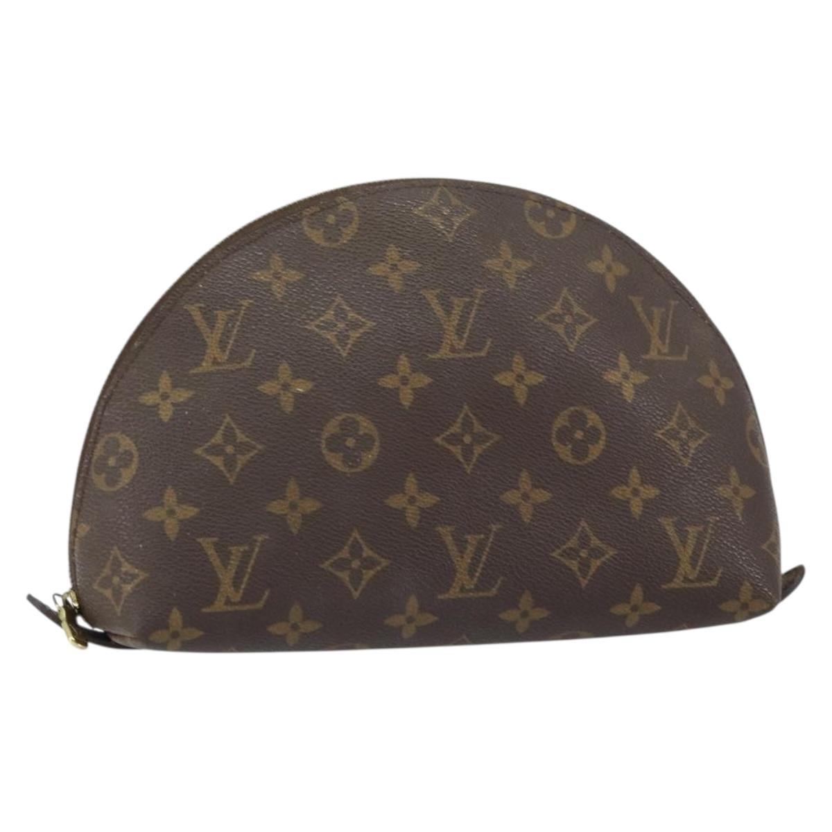 LOUIS VUITTON Monogram Trousse Demi Ronde Cosmetic Pouch M47520 LV Auth 157606