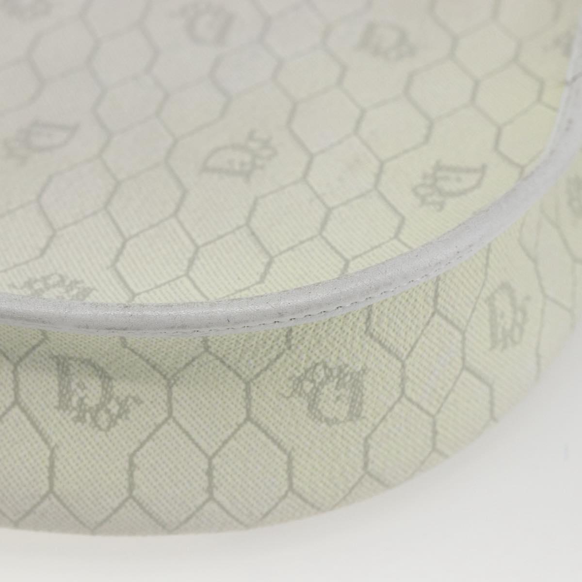Christian Dior Honeycomb Canvas Shoulder Bag PVC Gold White Auth 157616