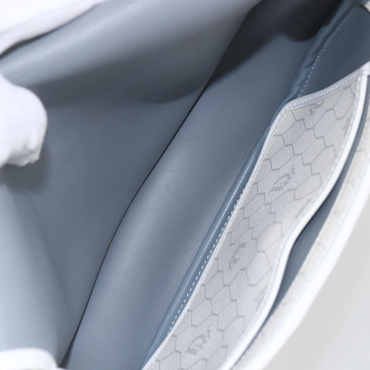 Christian Dior Honeycomb Canvas Shoulder Bag PVC Gold White Auth 157616