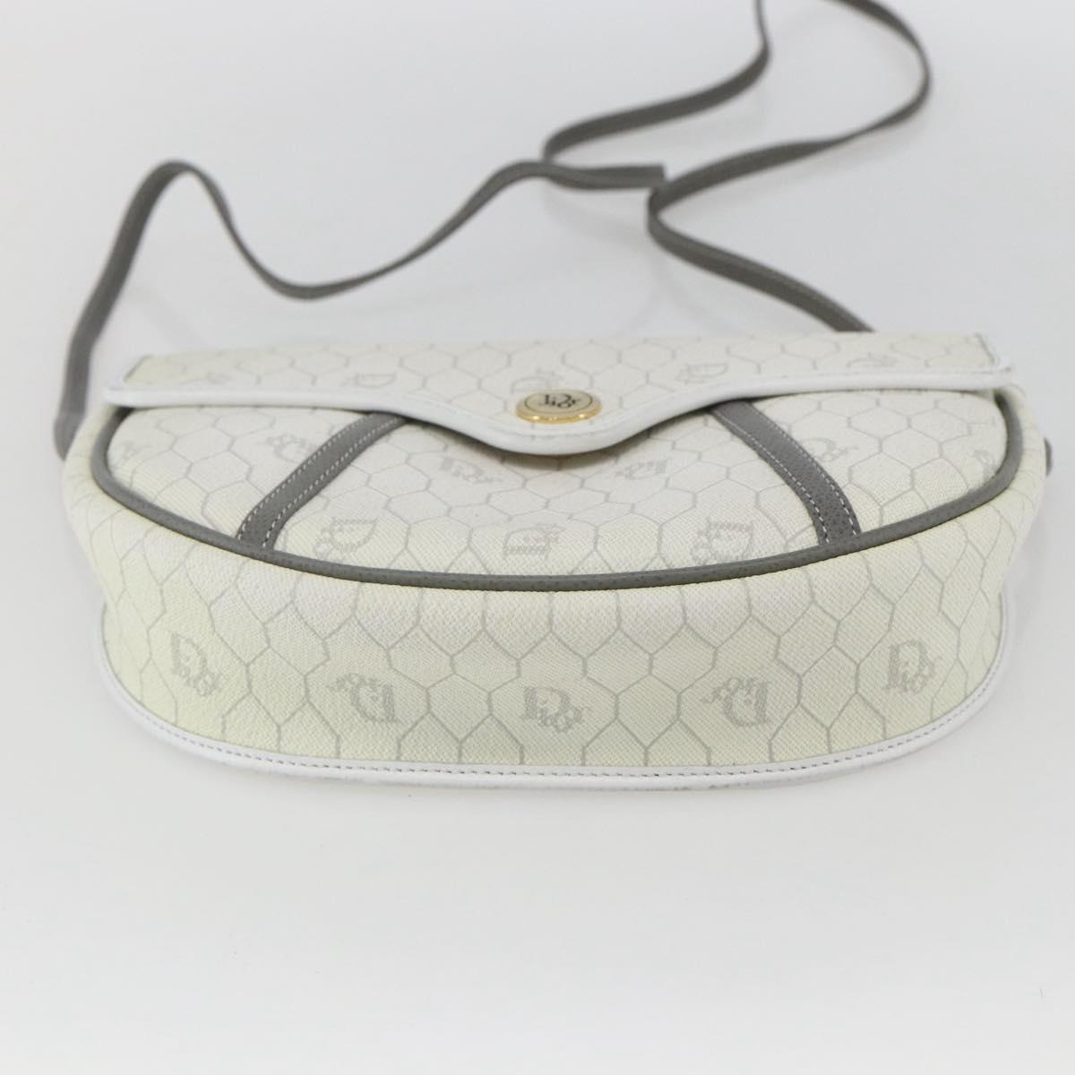 Christian Dior Honeycomb Canvas Shoulder Bag PVC Gold White Auth 157616