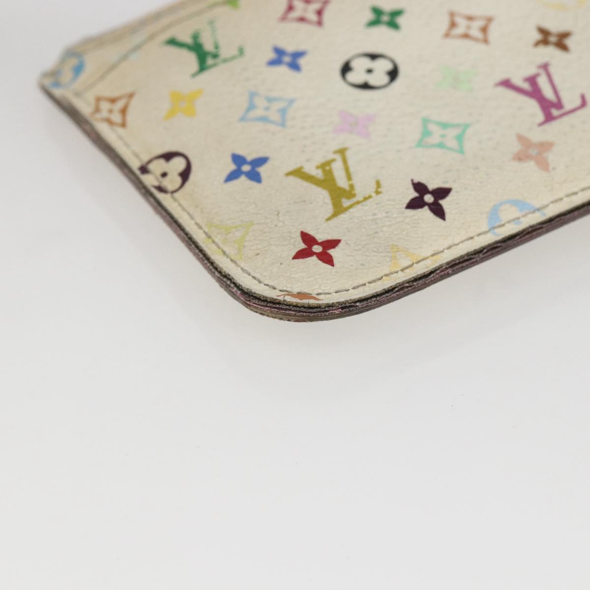 LOUIS VUITTON Multicolor Pochette Cles NM Coin Purse White M93734 LV Auth 157618