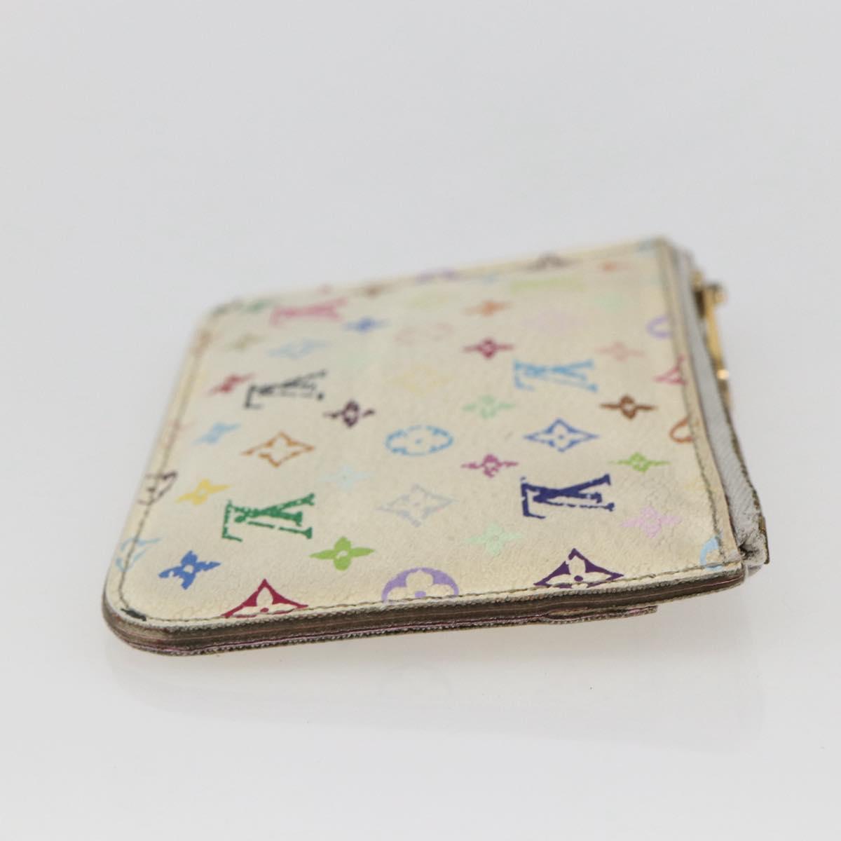LOUIS VUITTON Multicolor Pochette Cles NM Coin Purse White M93734 LV Auth 157618
