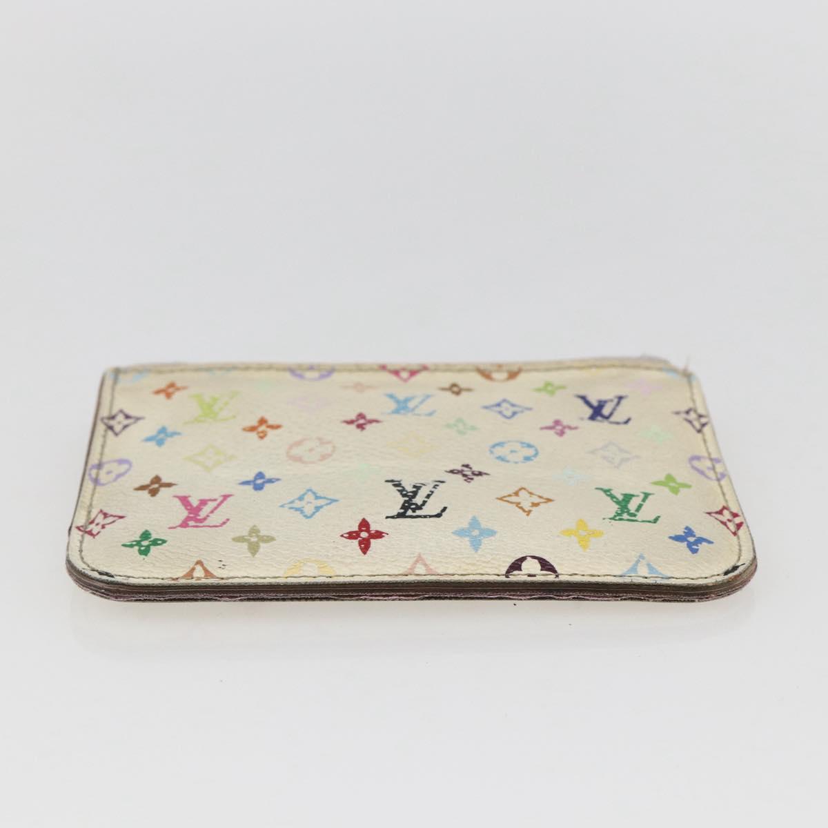 LOUIS VUITTON Multicolor Pochette Cles NM Coin Purse White M93734 LV Auth 157618