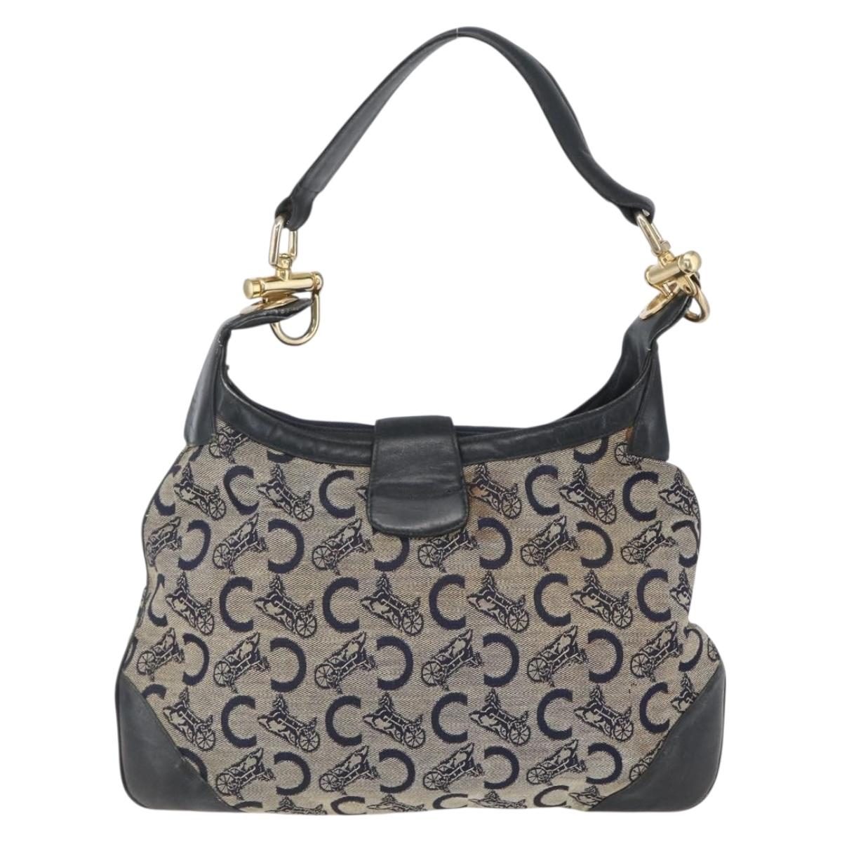 CELINE C Sulky Shoulder Bag Navy Gold Auth 157624