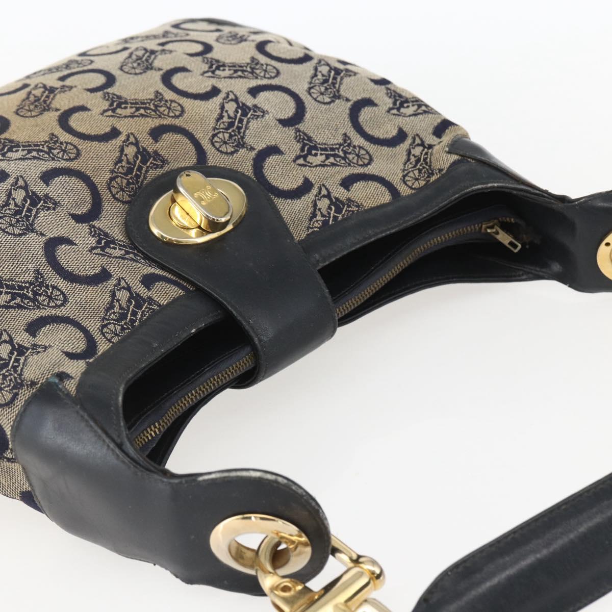 CELINE C Sulky Shoulder Bag Navy Gold Auth 157624