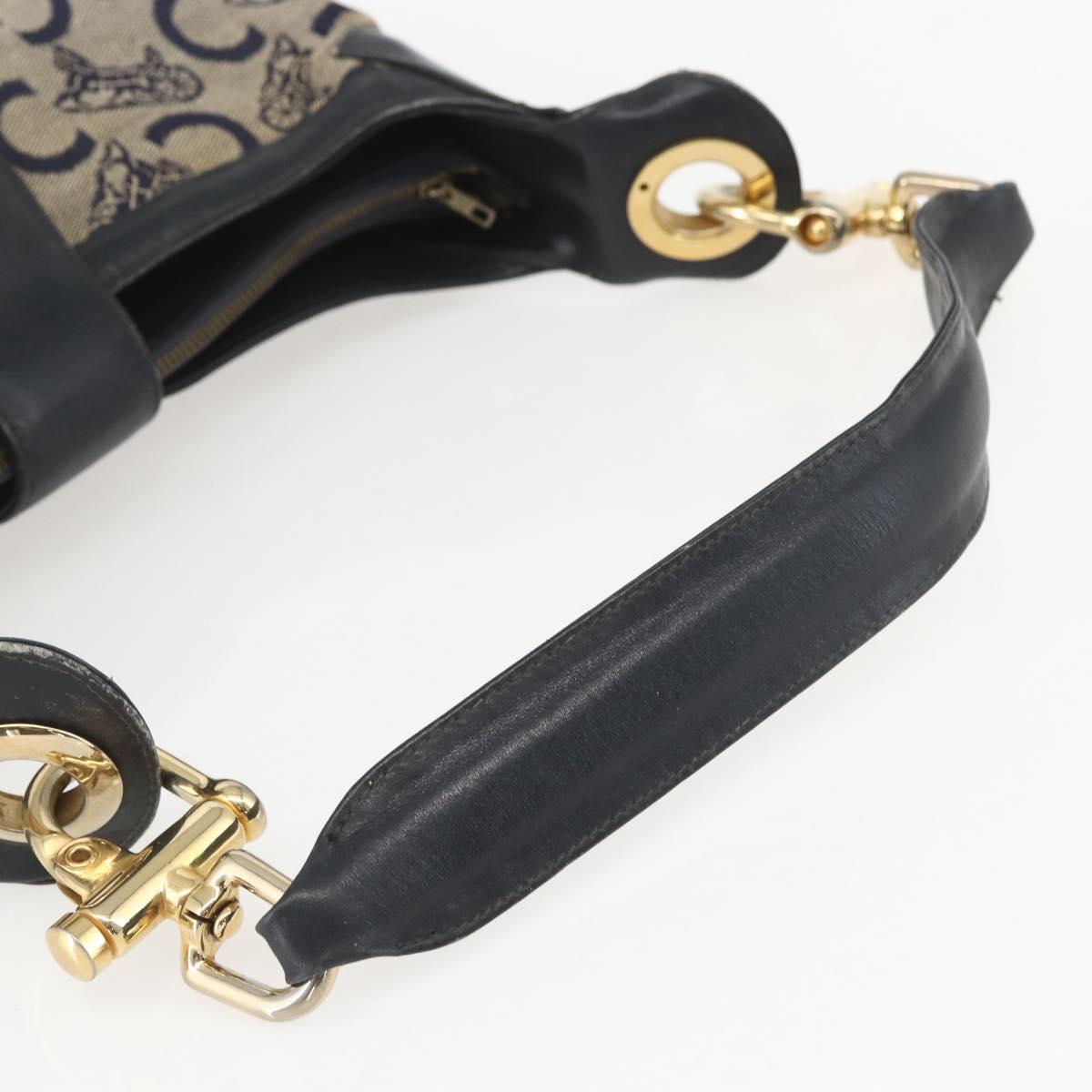 CELINE C Sulky Shoulder Bag Navy Gold Auth 157624