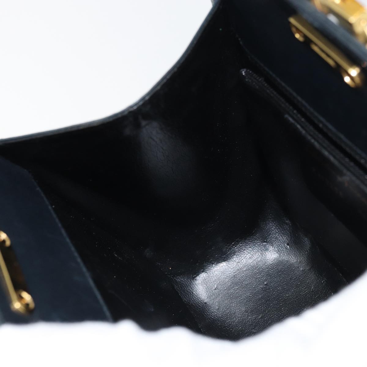 Salvatore Ferragamo Gancini Shoulder Bag Leather Navy Gold Auth 157634