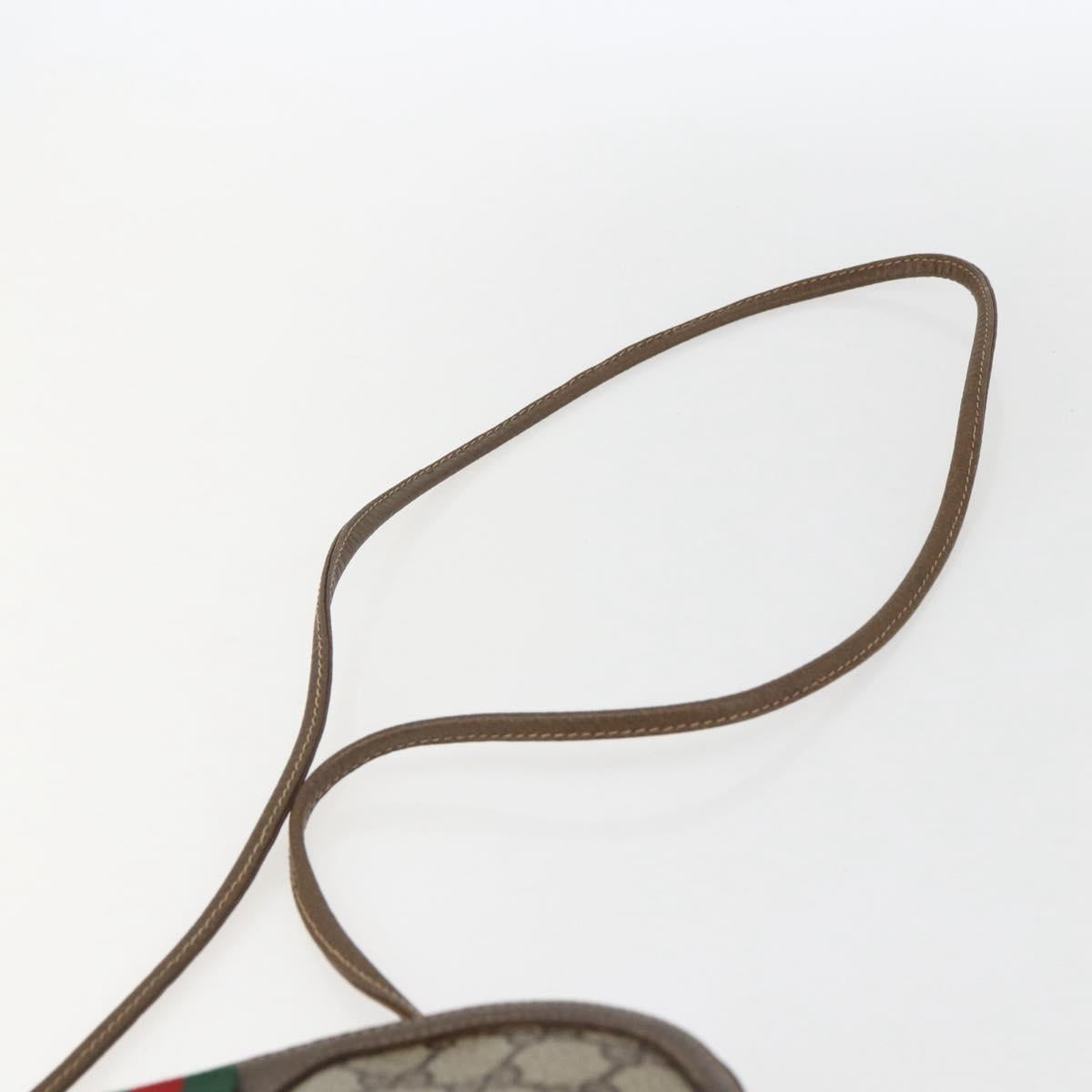 GUCCI GG Supreme Web Sherry Line Bag PVC Beige Gold 904 02 047 Auth 157639