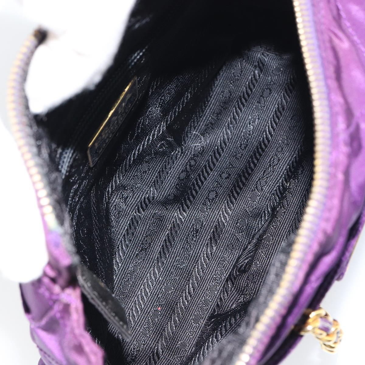 PRADA Chain Shoulder Bag Nylon Purple Gold Auth 157669