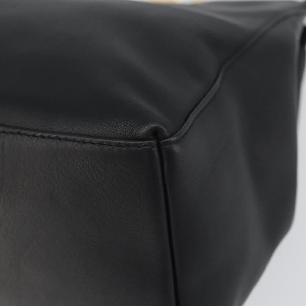 Salvatore Ferragamo Gancini Hand Bag Leather 2way Black Gold Auth 157683