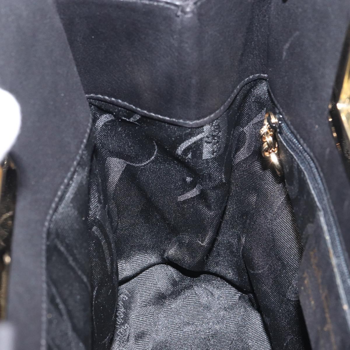 Salvatore Ferragamo Gancini Hand Bag Leather 2way Black Gold Auth 157683