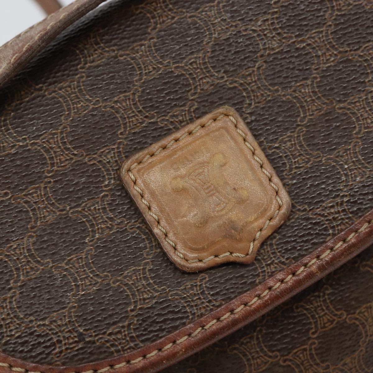 CELINE Macadam Canvas Shoulder Bag PVC Leather Brown Gold Auth 157688