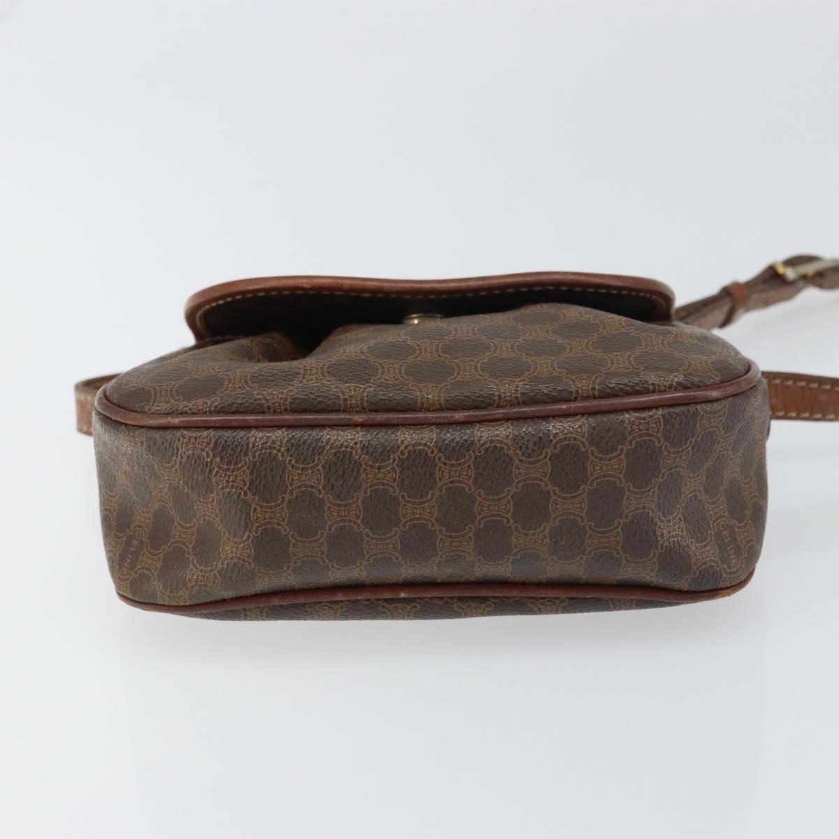 CELINE Macadam Canvas Shoulder Bag PVC Leather Brown Gold Auth 157688